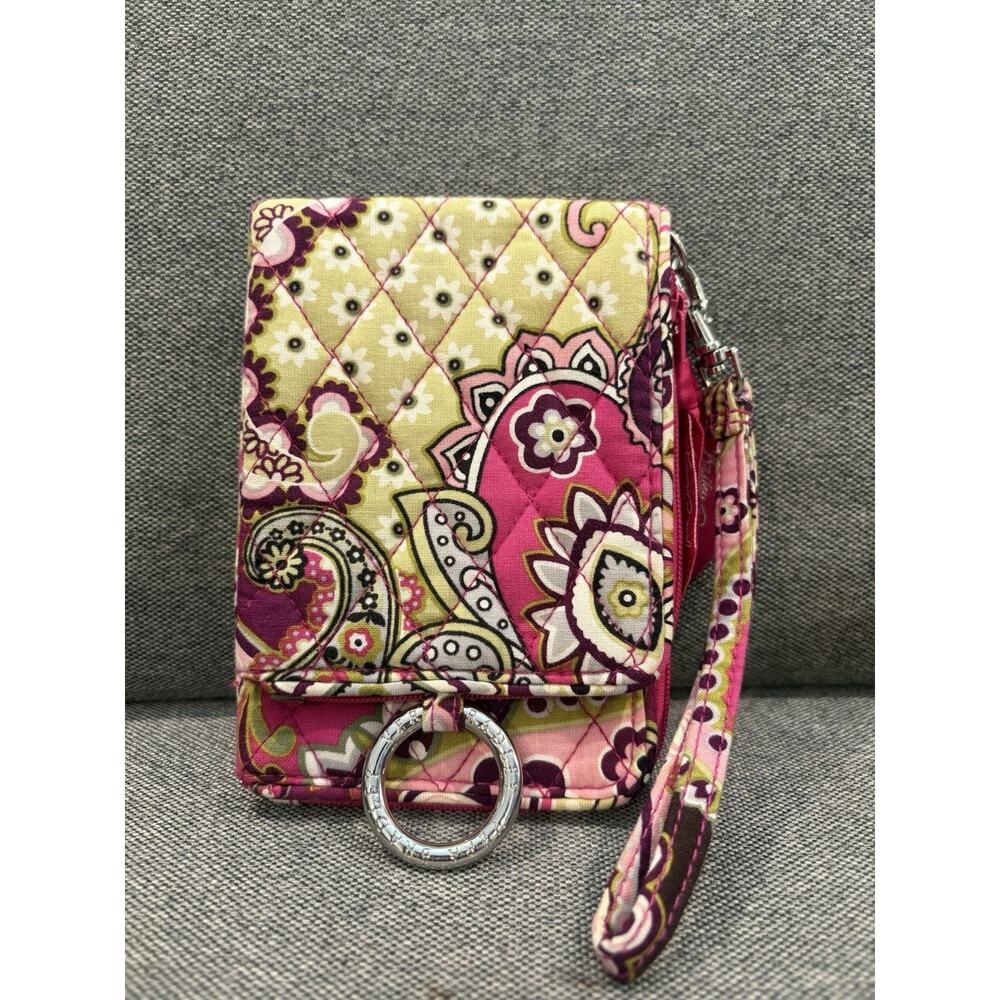 Vera Bradley ‘Very Berry’ Paisley Double Wallet Fold Over ID Wristlet Bifold